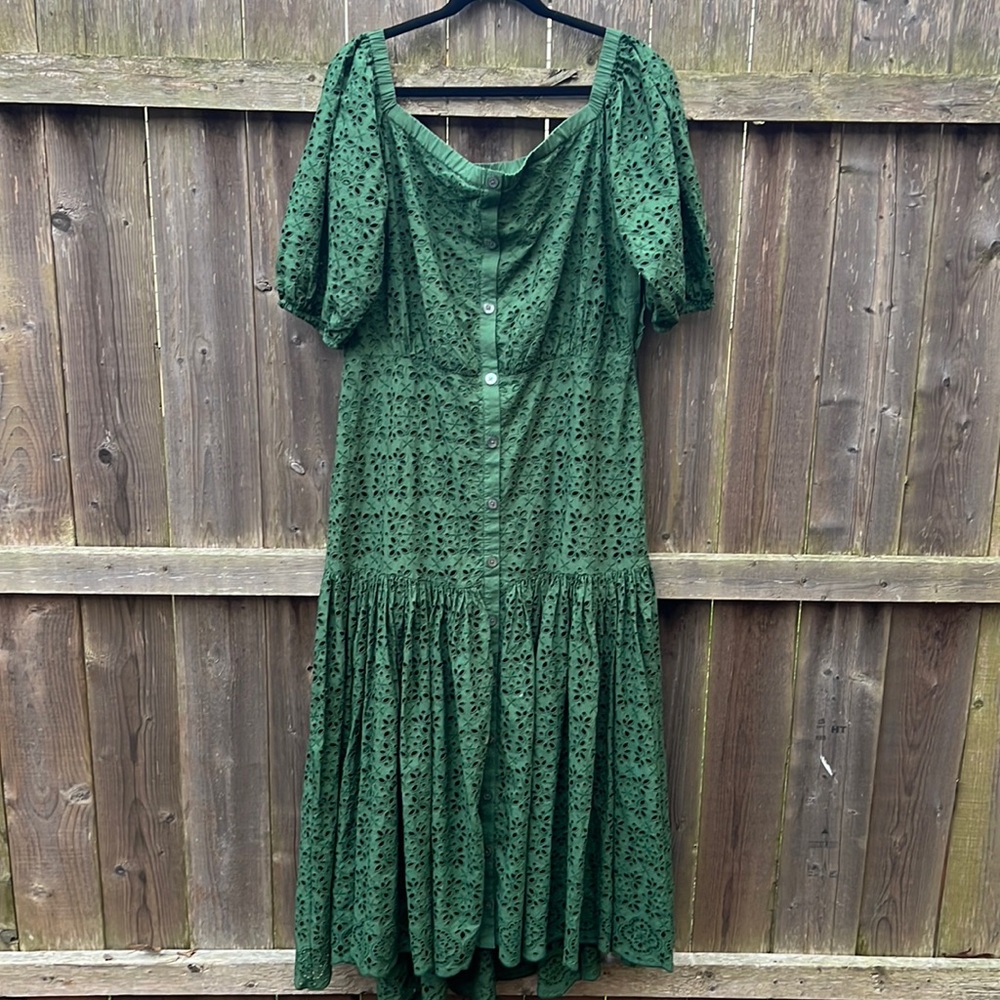 Veronica beard green eyelet dress